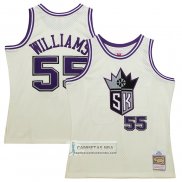 Camiseta Sacramento Kings Jason Williams NO 55 Mitchell & Ness Chainstitch Crema