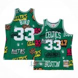 Camiseta Boston Celtics Larry Bird NO 33 Slap Sticker Mitchell & Ness 1985-86 Verde