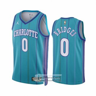 Camiseta Charlotte Hornets Miles Bridges NO 0 Classic 2023-24 Verde