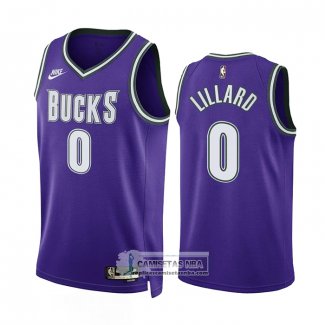 Camiseta Milwaukee Bucks Damian Lillard NO 0 Classic 2022-23 Violeta