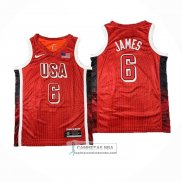 Camiseta USA 2024 LeBron James NO 6 Juegos Olimpicos Rojo