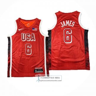 Camiseta USA 2024 LeBron James NO 6 Juegos Olimpicos Rojo