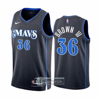 Camiseta Dallas Mavericks Greg Brown III NO 36 Ciudad 2023-24 Azul