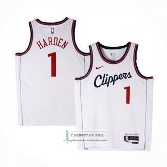 Camiseta Los Angeles Clippers James Harden NO 1 Association 2024-25 Blanco