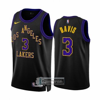 Camiseta Los Angeles Lakers Anthony Davis NO 3 Ciudad 2023-24 Negro