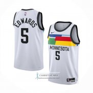 Camiseta Minnesota Timberwolves Anthony Edwards NO 5 Ciudad 2022-23 Blanco