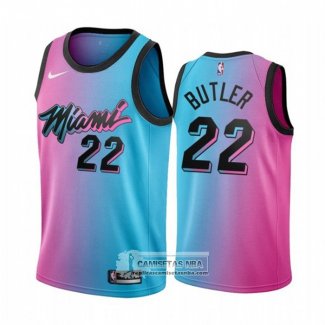 Camiseta Nino Miami Heat Jimmy Butler NO 22 Ciudad 2020-21 Azul Rosa