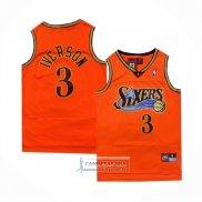 Camiseta Philadelphia 76ers Allen Iverson NO 3 Retro Naranja