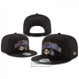 Gorra Los Angeles Lakers Adjustable 2020 Dual Champions City Negro