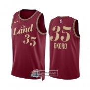 Camiseta Cleveland Cavaliers Isaac Okoro NO 35 Ciudad 2023-24 Rojo