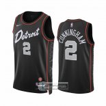 Camiseta Detroit Pistons Cade Cunningham NO 2 Ciudad 2023-24 Negro