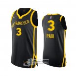 Camiseta Golden State Warriors Chris Paul NO 3 Ciudad Autentico 2023-24 Negro
