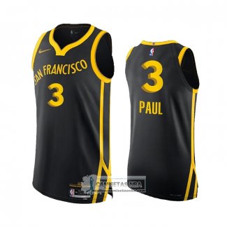 Camiseta Golden State Warriors Chris Paul NO 3 Ciudad Autentico 2023-24 Negro