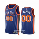 Camiseta New York Knicks Jacob Toppin NO 00 Ciudad 2023-24 Azul