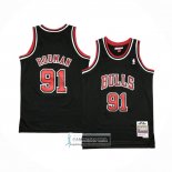 Camiseta Nino Chicago Bulls Dennis Rodman NO 91 Mitchell & Ness 1997-98 Negro