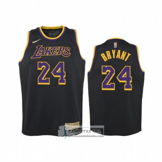 Camiseta Nino Los Angeles Lakers Kobe Bryant NO 24 Earned 2021-22 Negro