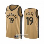 Camiseta Toronto Raptors Jakob Poltl NO 19 Ciudad 2023-24 Oro