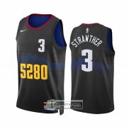 Camiseta Denver Nuggets Julian Strawther NO 3 Ciudad 2023-24 Negro