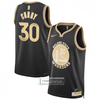 Camiseta Golden State Warriors Stephen Curry NO 30 Select Series Oro Negro