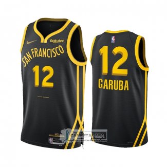 Camiseta Golden State Warriors Usman Garuba NO 12 Ciudad 2023-24 Negro