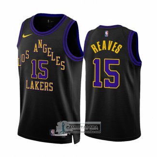 Camiseta Los Angeles Lakers Austin Reaves NO 15 Ciudad 2023-24 Negro