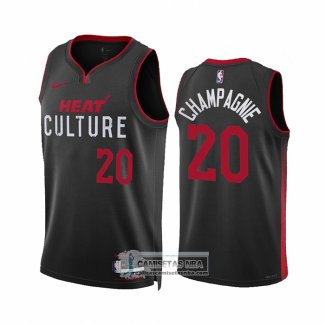 Camiseta Miami Heat Justin Champagnie NO 20 Ciudad 2023-24 Negro