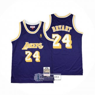 Camiseta Nino Los Angeles Lakers Kobe Bryant NO 24 Mitchell & Ness 2007-08 Violeta