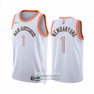 Camiseta San Antonio Spurs Victor Wembanyama NO 1 Ciudad 2023-24 Blanco