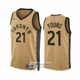 Camiseta Toronto Raptors Thaddeus Young NO 21 Ciudad 2023-24 Oro