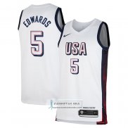 Camiseta USA 2024 Anthony Edwards NO 5 Blanco