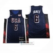 Camiseta USA 2024 LeBron James NO 6 Juegos Olimpicos Azul