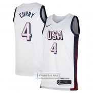 Camiseta USA 2024 Stephen Curry NO 4 Blanco