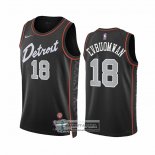 Camiseta Detroit Pistons Tosan Evbuomwan NO 18 Ciudad 2023-24 Negro