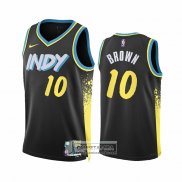 Camiseta Indiana Pacers Kendall Brown NO 10 Ciudad 2023-24 Negro