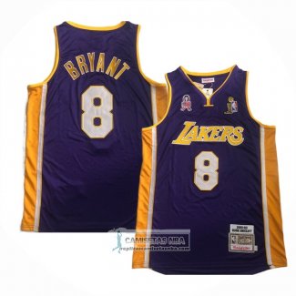 Camiseta Los Angeles Lakers Kobe Bryant NO 8 Mitchell & Ness 2001-02 Violeta