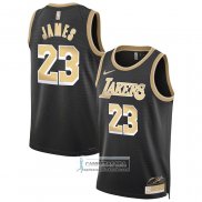 Camiseta Los Angeles Lakers LeBron James NO 23 Select Series Oro Negro