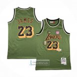 Camiseta Los Angeles Lakers Lebron James NO 23 Mitchell & Ness 2018-19 Verde