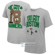 Camiseta Manga Corta Boston Celtics 18-Time NBA Finals Champions We Got 18 Banners Gris