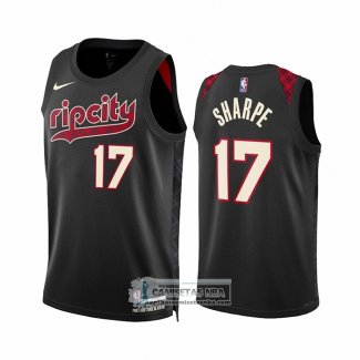 Camiseta Portland Trail Blazers Shaedon Sharpe NO 17 Ciudad 2023-24 Negro