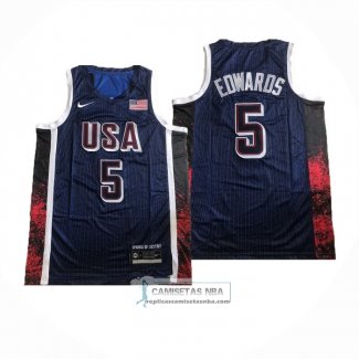 Camiseta USA 2024 Anthony Edwards NO 5 Juegos Olimpicos Azul