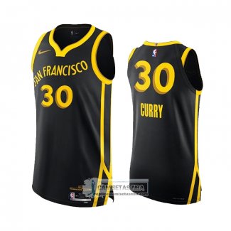 Camiseta Golden State Warriors Stephen Curry NO 30 Ciudad Autentico 2023-24 Negro