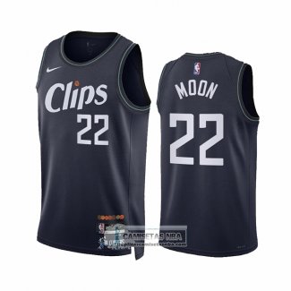 Camiseta Los Angeles Clippers Xavier Moon NO 22 Ciudad 2023-24 Azul