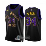 Camiseta Los Angeles Lakers Shaquille O'neal NO 34 Ciudad 2023-24 Negro