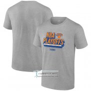 Camiseta Manga Corta New York Knicks 2024 NBA Playoffs Gris