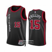 Camiseta Chicago Bulls Julian Phillips NO 15 Ciudad 2023-24 Negro