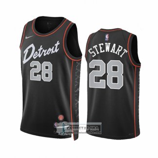 Camiseta Detroit Pistons Isaiah Stewart NO 28 Ciudad 2023-24 Negro