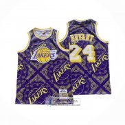 Camiseta Los Angeles Lakers Kobe Bryant NO 24 Mitchell & Ness 2007-08 Violeta2