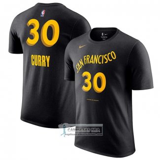 Camiseta Manga Corta Golden State Warriors Stephen Curry Ciudad 2023-24 Negro