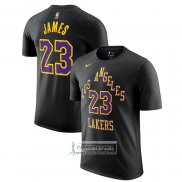 Camiseta Manga Corta Los Angeles Lakers Lebron James Ciudad 2023-24 Negro