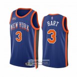 Camiseta New York Knicks Josh Hart NO 3 Ciudad 2023-24 Azul